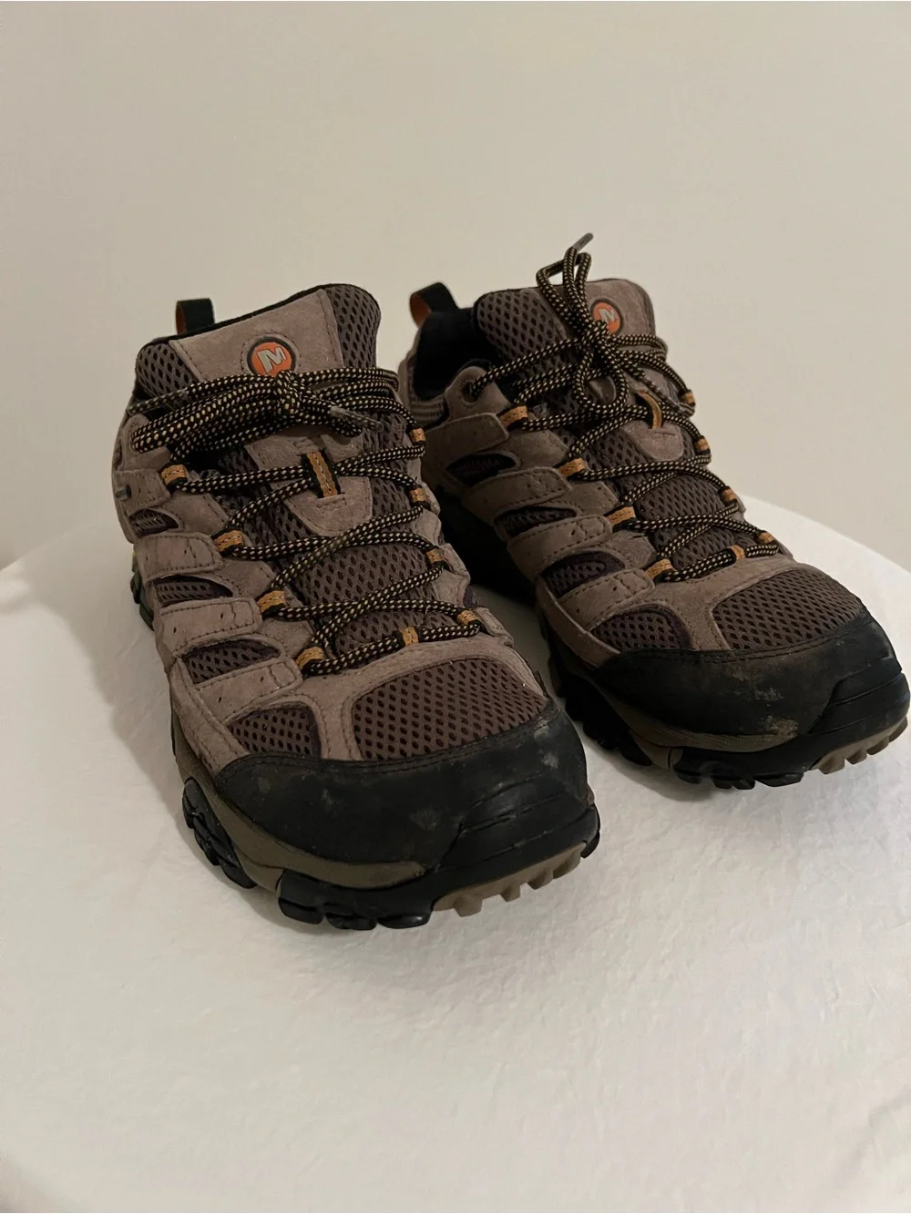 Merrell Men's Brown Waterproof Hiking Boots with Orange Accents